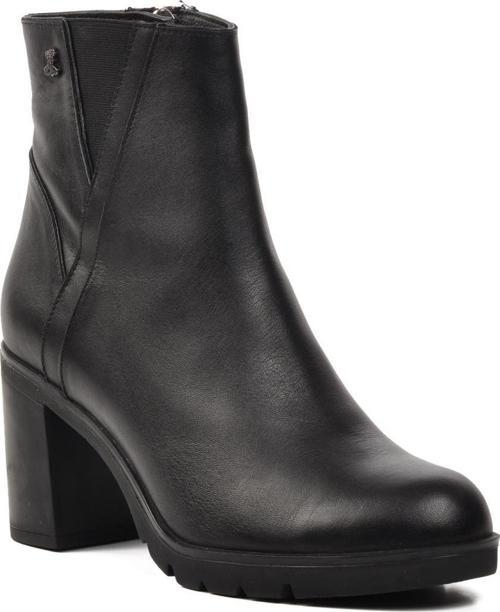 2179125K Siyah Cilt Hakiki Deri Kadın Topuklu Bot