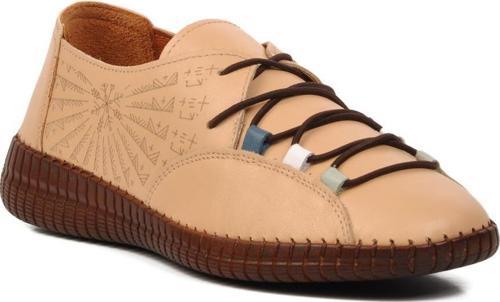 24370001Y Bej Hakiki Deri Kadın Günlük Ayakkabı