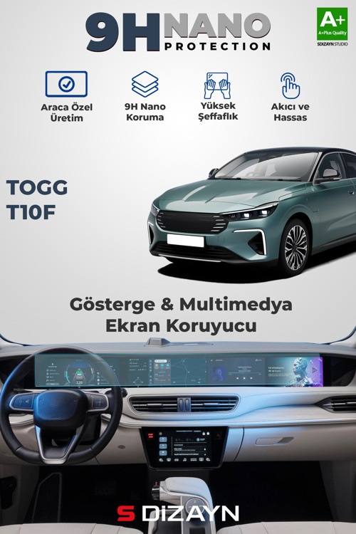 Togg T10F 9H Nano Gösterge & Multimedya Ekran Koruyucu 2'Li Set (PARLAK) 2025 Üzeri A+ Kalite