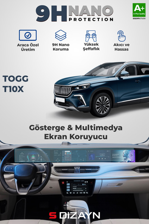 Togg T10X 9H Nano Gösterge & Multimedya Ekran Koruyucu 2'Li Set (PARLAK) 2023 Üzeri A+ Kalite