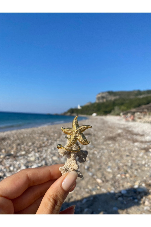 Orion Gold Yüzük Deniz Yıldızı Pirinç Üzeri Altın Kaplama