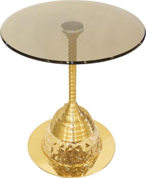 Metal Yuvarlak Yan Sehpa Gold