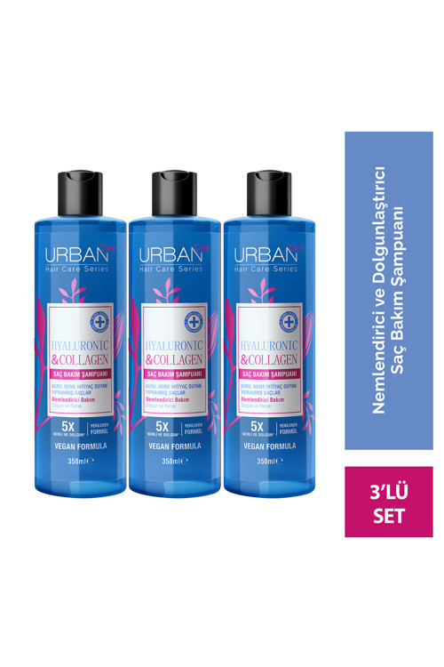 Hyaluronic & Collagen Ekstra Dolgunlaştırıcı Saç Bakım Şampuanı-350 ml-vegan x3