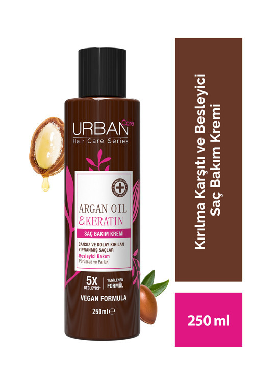 Argan Yağı & Keratin Kolay Kırılan Yıpranmış Saçlara Özel Saç Bakım Kremi 250ml-vegan