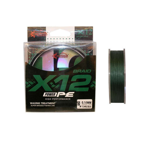 X12 Power PE 12 Örgü Spin İp Misina 150mt Dark Green 0.2