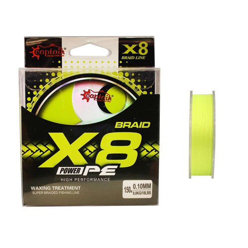 X8 Power PE 8 Örgü Spin İp Misina 150mt Lemon Yellow 0.2