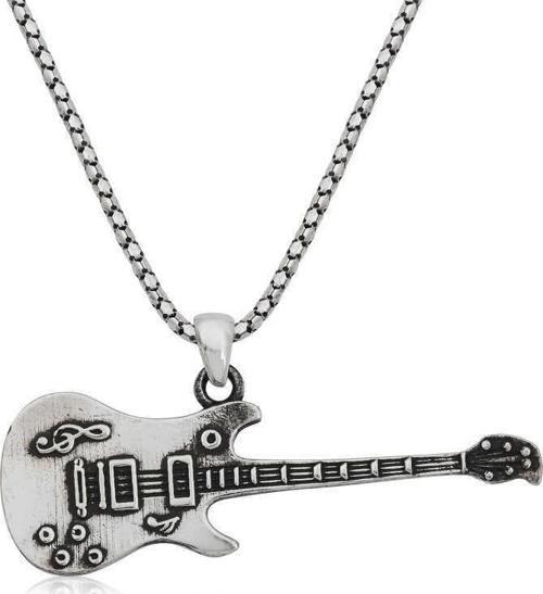 ​Gümüş Elektro Gitar Erkek Kolye