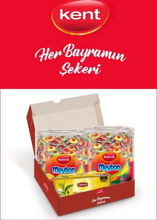Meybon Mini Meyveli Kavanoz Karışık Bayram Şekeri 2'li - Lipton Demlik Poşet Çay Hediyeli