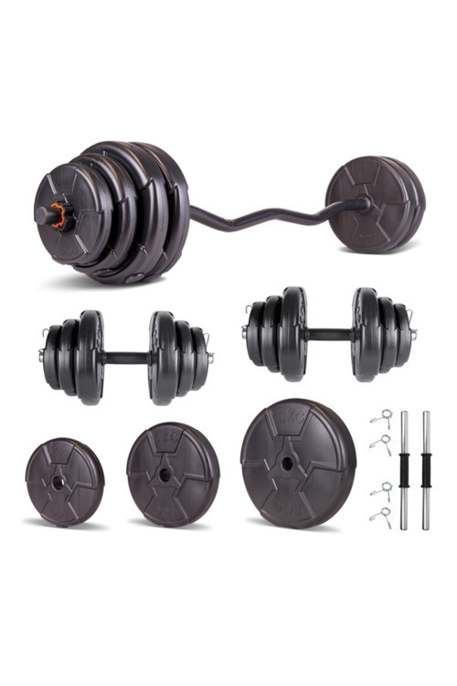 spor HERO Serisi 55 KG Z BAR Dambıl Seti ve Fitness Ağırlık Seti