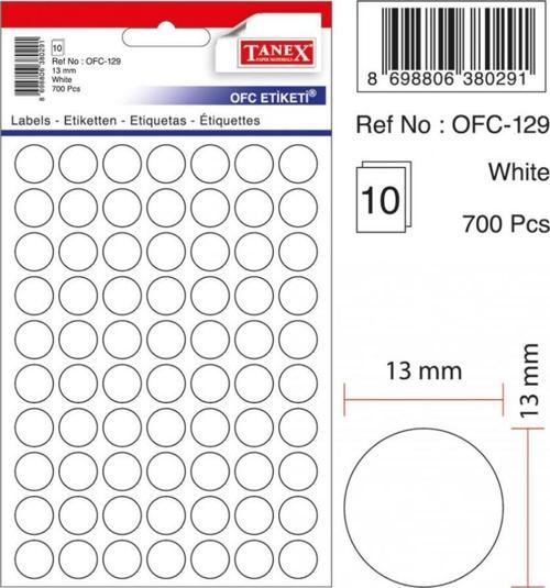 Ofc-129 Ofis Etiketi Yuvarlak Beyaz (10 Lu Paket)