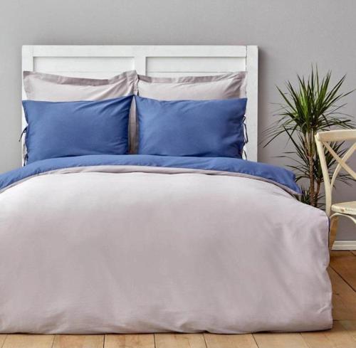 Home Nevresim Takımı Çift Kişilik Çift Taraflı Basic Gri-İndigo