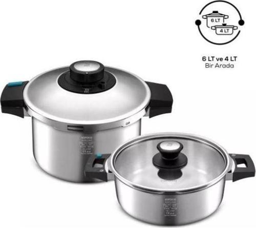 Quick And Safe Indüksiyon Tabanlı Düdüklü Tencere Seti 4+6 Lt
