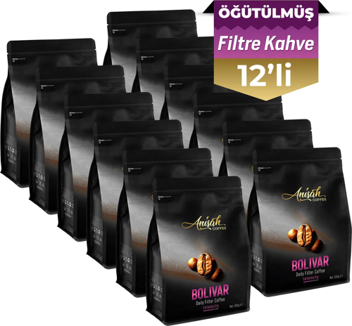 12 X 500 gram Bolivar Öğütülmüş Filtre Kahve