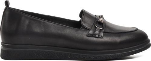 44280 Siyah Hakiki Deri Kadın Loafer Ayakkabı