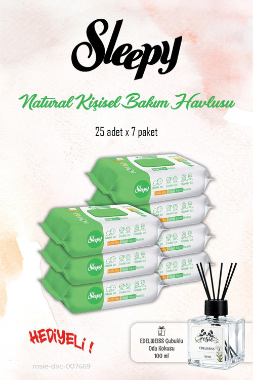 7 Paket, Kişisel Bakım Havlusu Natural 25'li ve ROSIE Koku