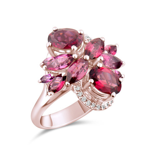 4.58 Karat Pırlanta Rhodolite Yüzük, Doğal Pırlanta, Sertifikalı Mücevher, Rose Altın
