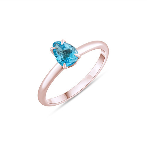 0.76 Karat Blue Topaz Yüzük, Doğal Taş, Sertifikalı Mücevher, Rose Altın