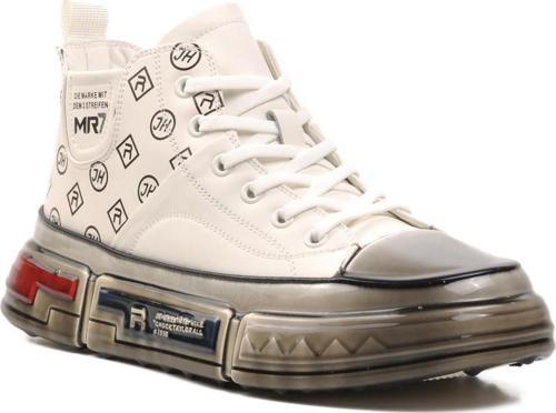 152-18220 Beyaz Hakiki Deri Erkek Hi Sneaker