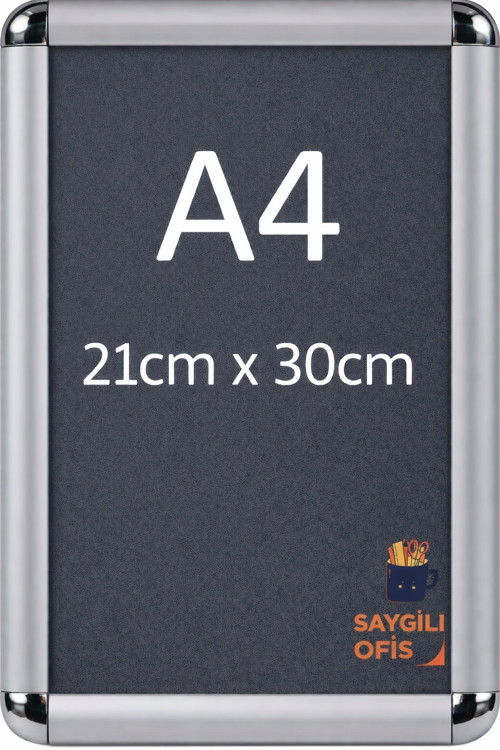 A4 Rondo Çerçeve - Afiş Çerçevesi - Belge Çerçevesi - Açılır Kapanır Alüminyum Görünümlü Çerçeve ( PLASTİK )
