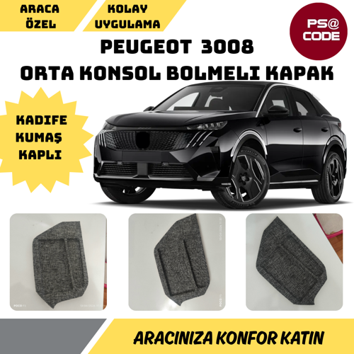 Peugeot 3008-5008 Orta Konsol Kadife Kumaş Kaplı Gözlü Kapak