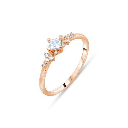0.27 Karat Pırlanta Safir Yüzük, Doğal Pırlanta, Sertifikalı Mücevher, Rose Altın