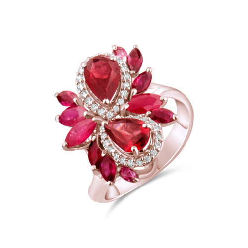 3.92 Karat Pırlanta Rhodolite Yüzük, Doğal Pırlanta, Sertifikalı Mücevher, Rose Altın