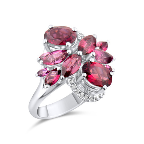 4.58 Karat Pırlanta Rhodolite Yüzük, Doğal Pırlanta, Sertifikalı Mücevher, Beyaz Altın
