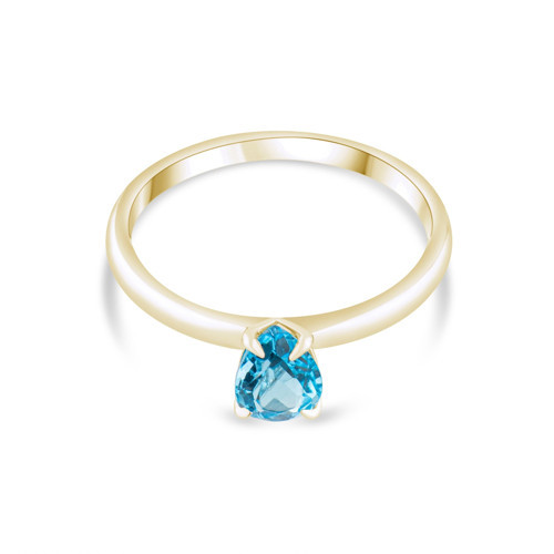 0.76 Karat Blue Topaz Yüzük, Doğal Taş, Sertifikalı Mücevher, Sarı Altın