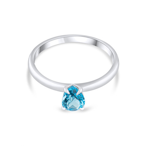 0.76 Karat Blue Topaz Yüzük, Doğal Taş, Sertifikalı Mücevher, Beyaz Altın