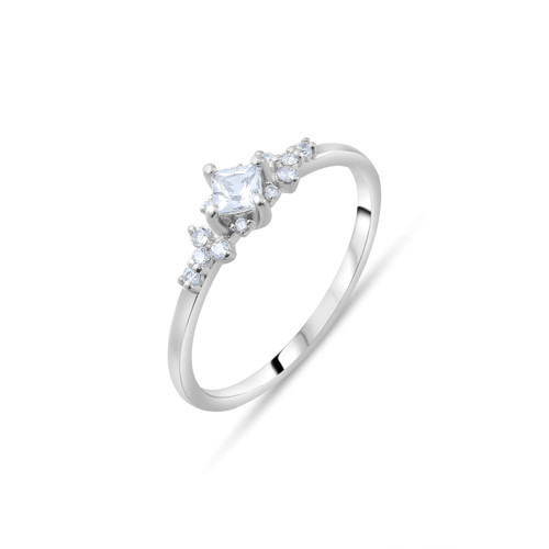 0.27 Karat Pırlanta Safir Yüzük, Doğal Pırlanta, Sertifikalı Mücevher, Beyaz Altın
