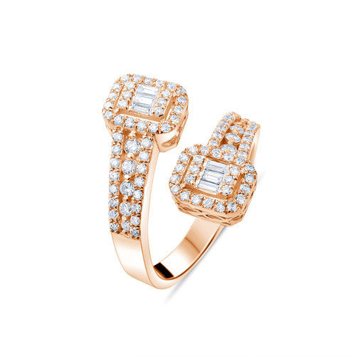 0.70 Karat Baget Pırlanta Yüzük, Doğal Pırlanta, Sertifikalı Mücevher, Rose Altın