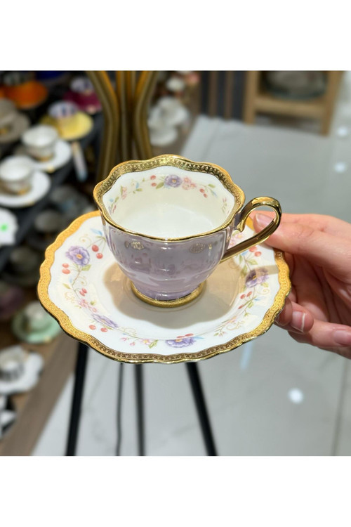 6'lı Porselen Nicoles Premium Kahve Fincanı Purple