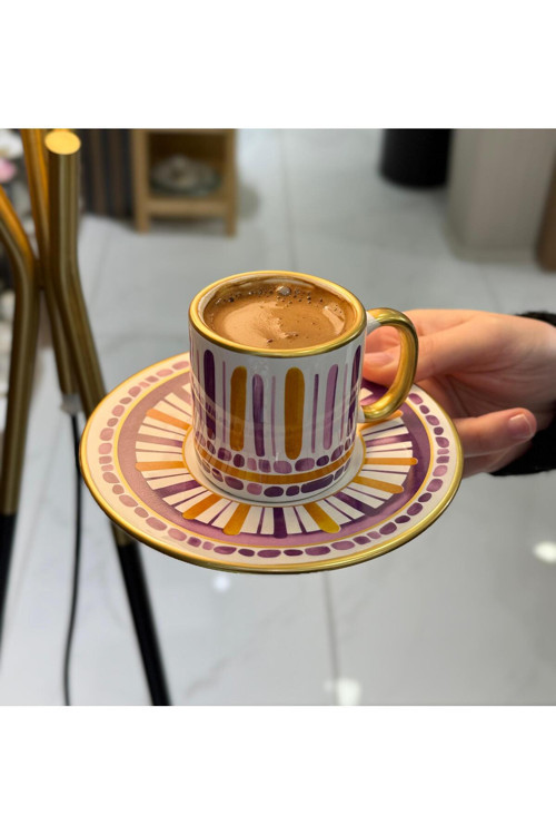 6'lı Royal Purple Lüks Kahve Fincanı