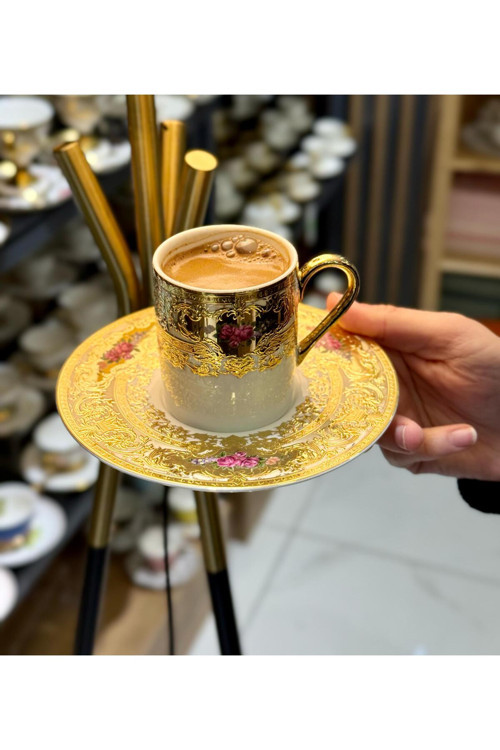 6'lı Lüks Maxine Gold Kahve Fincanı