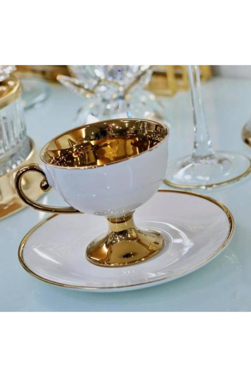 Kahve Fincanı Victoria Gold Beyaz 6 Kişilik Vogue-123