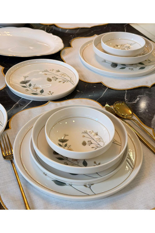 24 Parça Lotus Arte Porselen Yemek Takımı