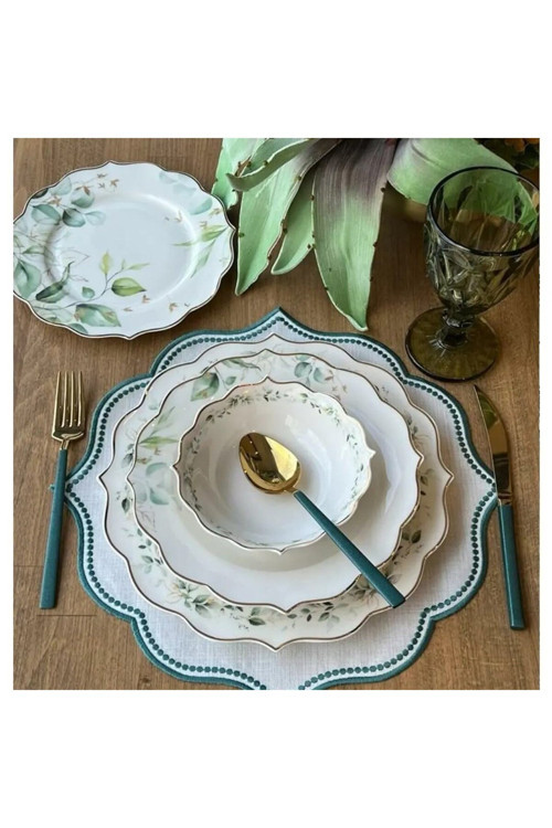 24 Parça Porselen Yemek Takımı Green Flower
