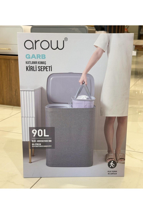 90 Litre Çamaşır Sepeti 2 Bölmeli Kirli Sepeti