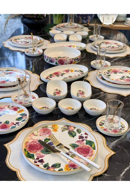 43 Parça Modern Gold Rose Kahvaltı Takımı