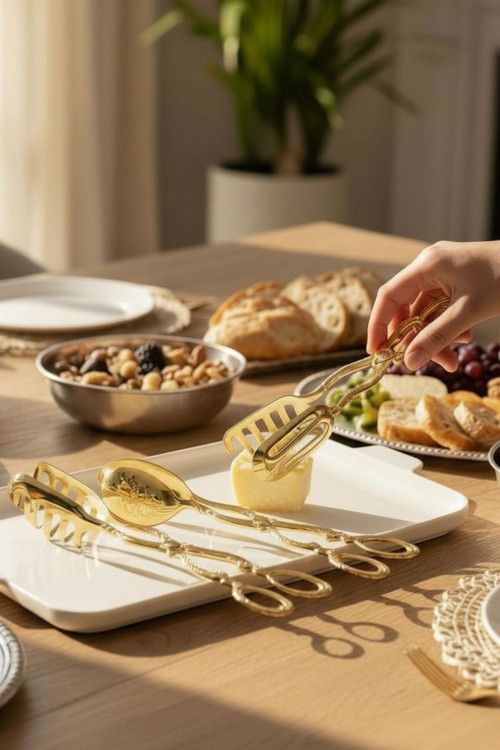 3'lü Salata Servis Maşa Seti Gold
