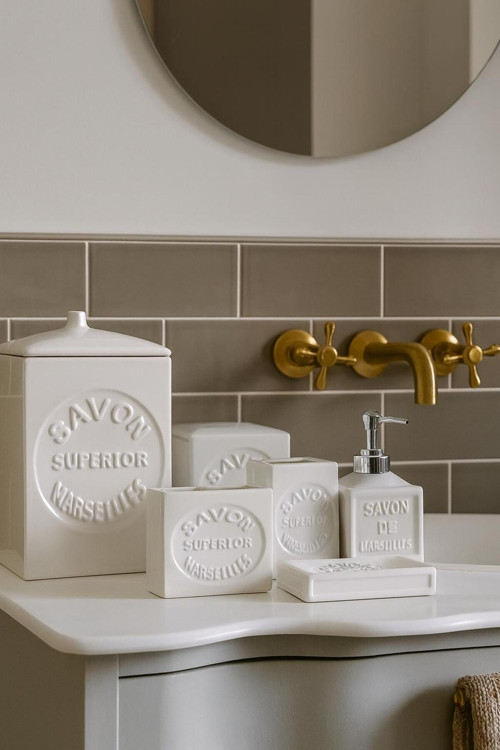 6 Parça Pinteres Porselen Beyaz Banyo Seti