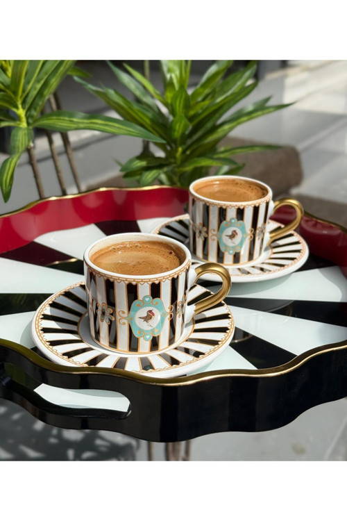 2 Kişilik Piano Black Double Kahve Fincanı