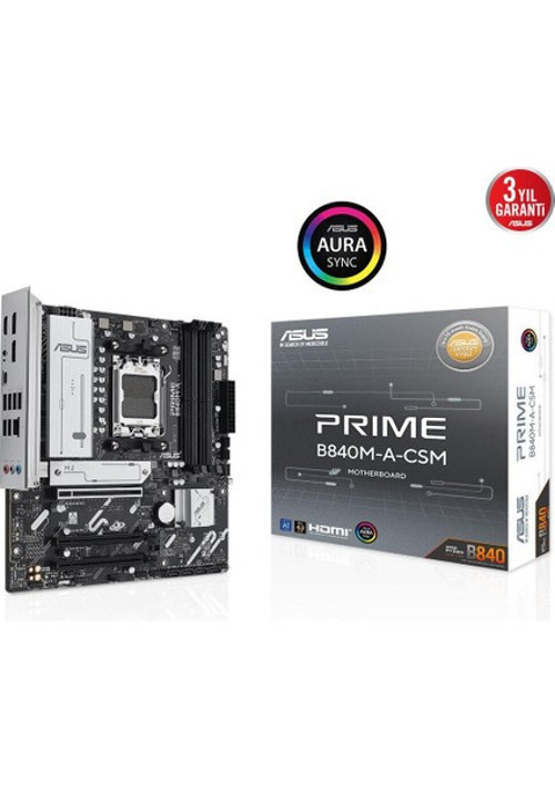 Prime B840M-A-Csm Amd B840 Am5 Ddr5 7600 2Xdp Hdmi 3X M2 Usb3.2 Rgb Matx Anakart
