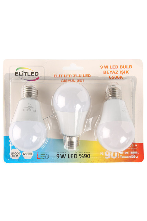 9W 3 Lü Led Ampul Blister Ambalajlı
