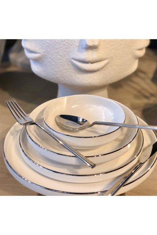 24 Parça Premium Modern Sufii Yemek Takımı Silver
