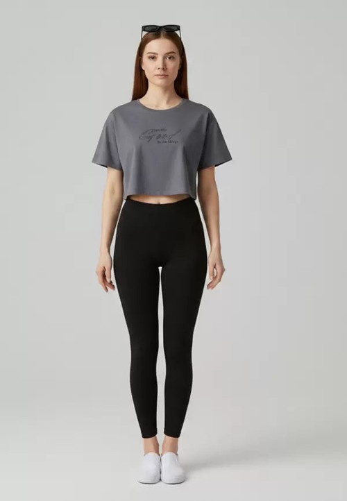 Kadın Crop Tişört - Oversize Krop Tişört