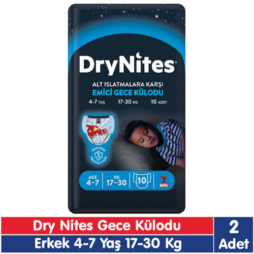 Drynites Erkek 4-7 Yaş Emici Gece Külodu 17-30 Kg 10x2 20 Adet