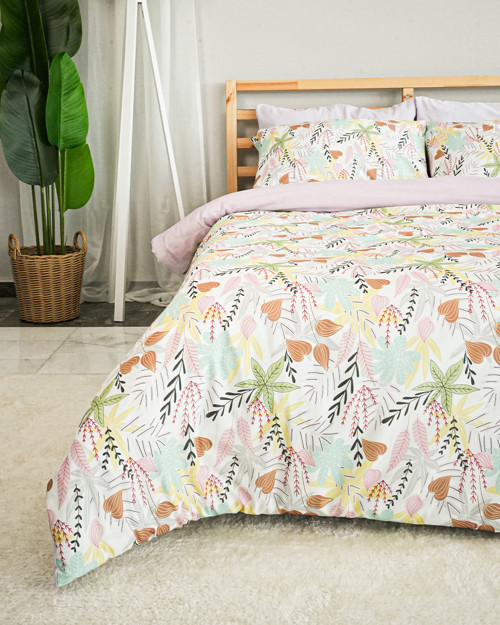 Forest Freshness Pamuklu Çift Kişilik Pudra Nevresim Seti 200x220 cm