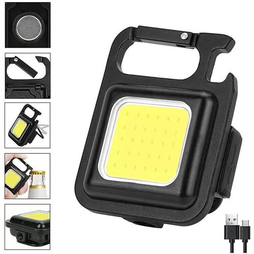 HS-37 Led Anahtarlıklı Cep Boy Cob Led Metal Kasa Mıknatıslı Şişe Açacağı Usb’li Şarj E