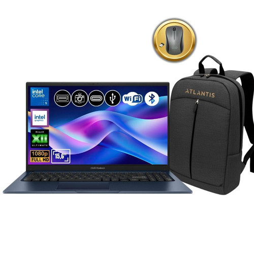 Vivobook 15 X1504VA-BQ4101 ATL29 Intel Core 5 120U 16GB Ram 512GB SSD Freedos 15.6" Notebook + Çanta&Mouse
